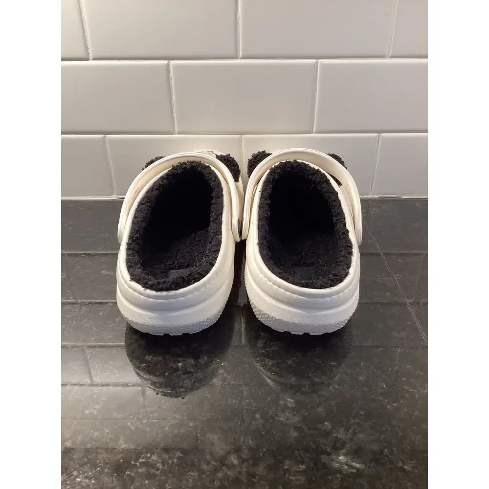 Crocs JUNIORS Classic Lined Super Cute Panda‎ Bear Clog Shoes Black White Size 5